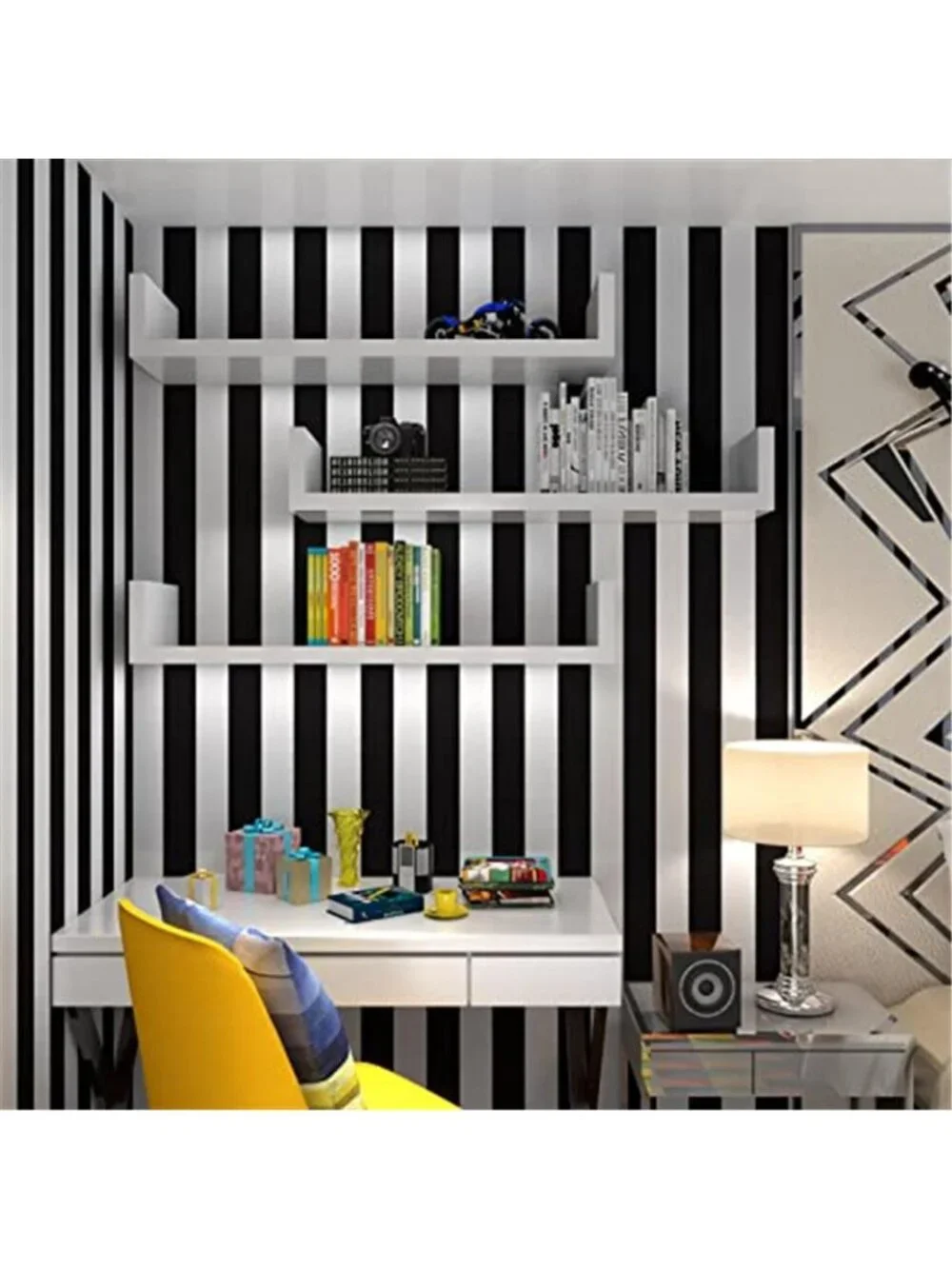 Black White Striped Peel and Stick Wallpaper Self Adhesive Removable Contact